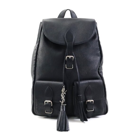 SAINT LAURENT Black Leather Backpack - Picture 1 of 5